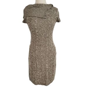 Calvin Klein Brown Cableknit Cowl Neck Sweater Dress